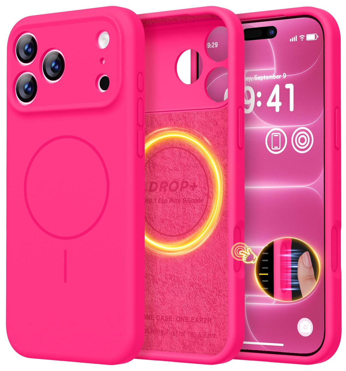 LOVE 3000 Designed for iPhone 16 Case, Premium Silicone with [Soft Anti-Scratch Microfiber Lining] Shockproof Protective Phone Case for Men Women Girls 6.1", Black