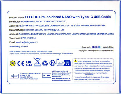 ELEGOO Presoldered Nano Board USB-C with Cable Compatible with Arduino 3PC