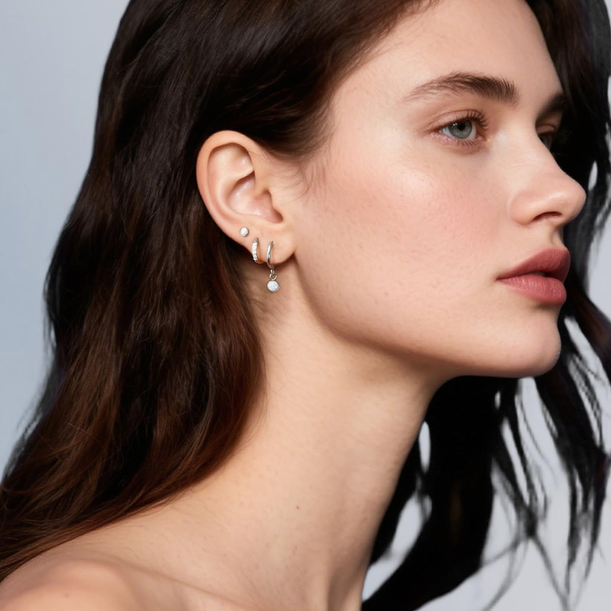 1Pair 316L Surgical Steel Opal Small Hoop Earrings for Women Hypoallergenic Medical Grade Lightweight For Cartilage Helix Daith Tragus Lobe Piercing Jewelry