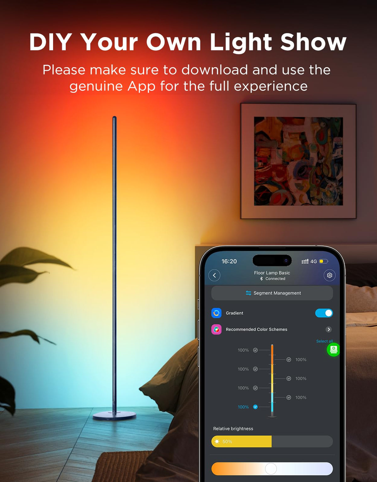 Govee RGBIC Floor Lamp Basic, 1000lm LED Corner Lamp