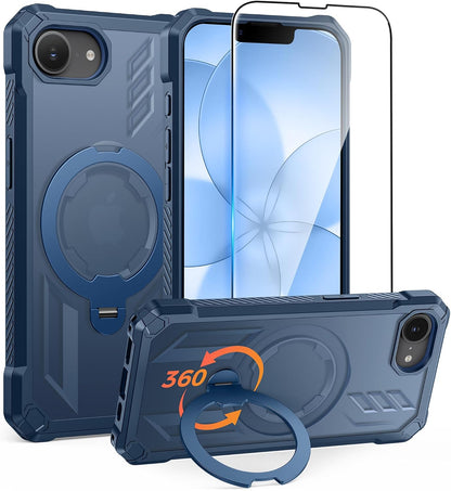 FNTCASE for iPhone 17 Case with 360 Spin Magnetic Stand