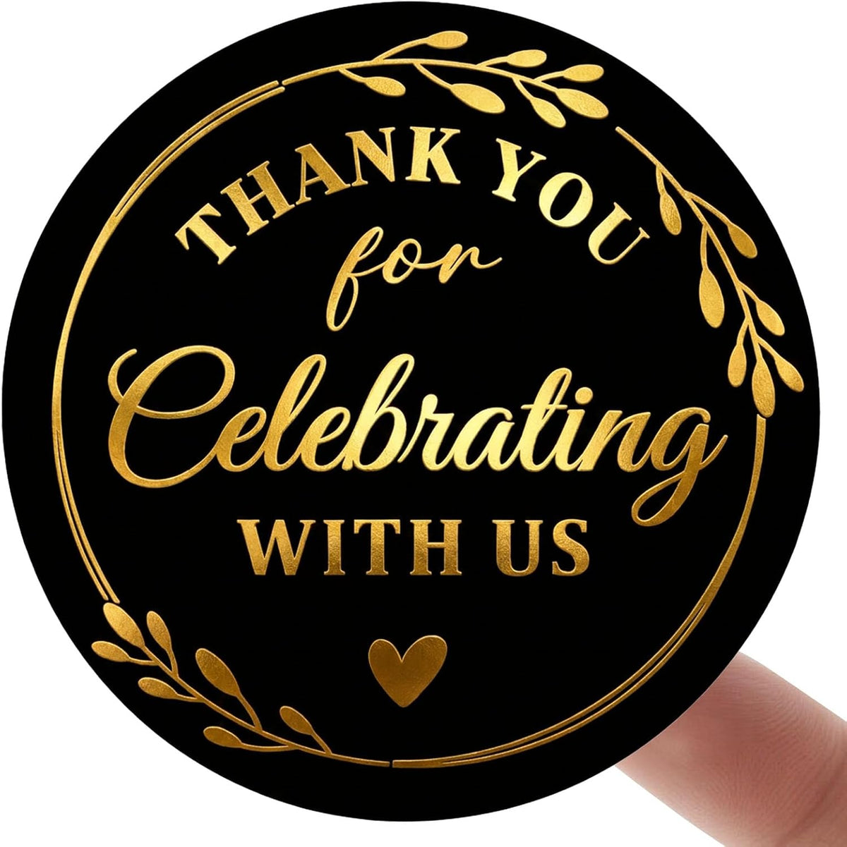 Thank You Stickers, 100 PCS Black Wedding Stickers with Gold Foil