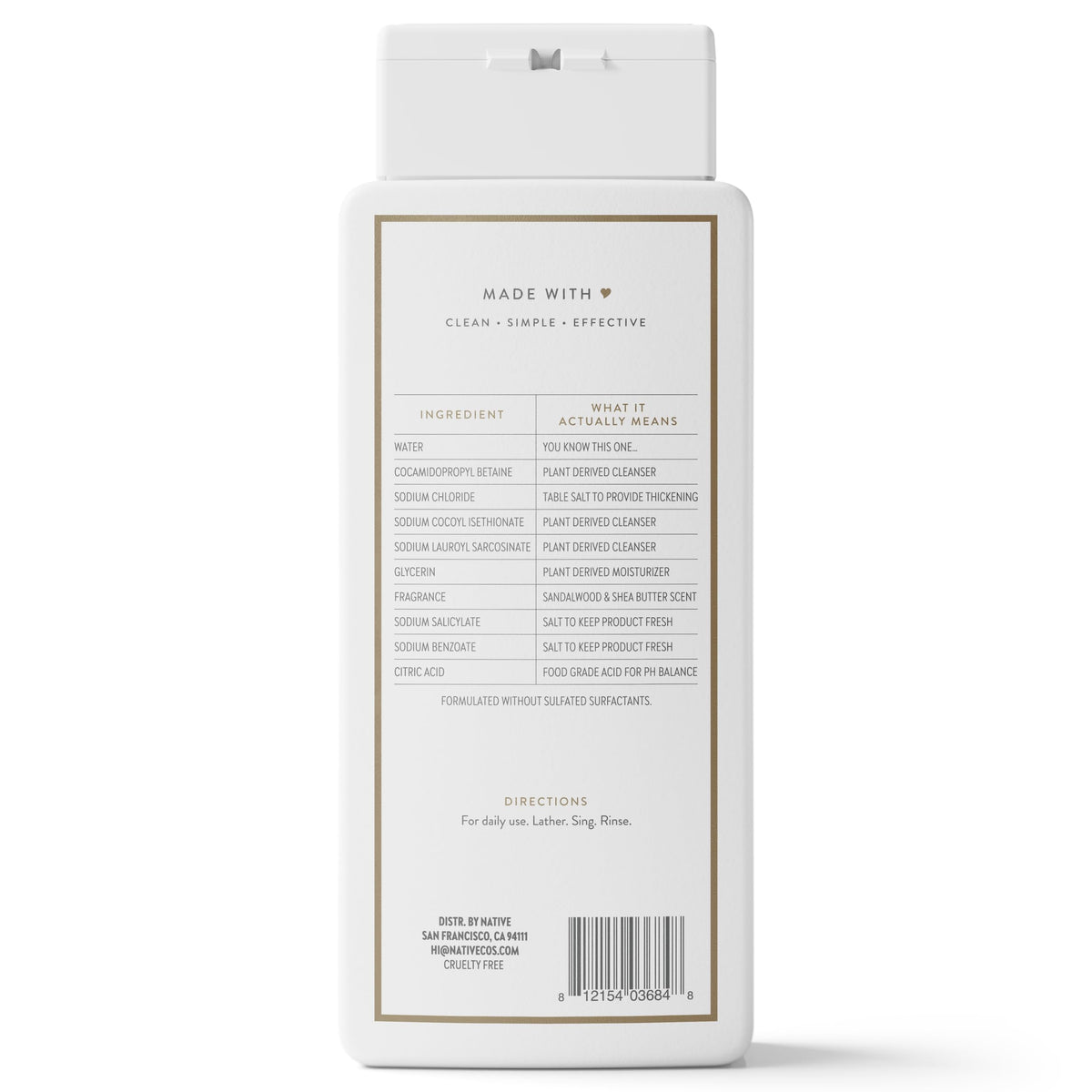 Native Clean Body Wash for Women & Men, Powder & Cotton Scent, 18 fl oz
