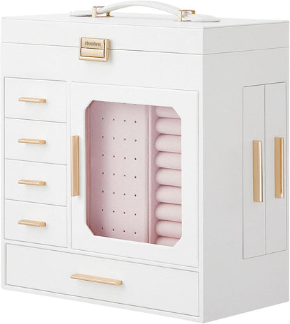 HOOBRO Jewelry Box with Mirror, 6-Layer Jewelry Organizer Box, Glass Window
