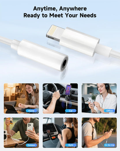 Apple MFi Certified 3 Pack Lightning to 3.5 mm Headphone Jack Adapter for iPhone, iPhone Aux Adapter Converter Dongle Audio Cable Compatible with iPhone 14 13 12 11 X XS 8 7