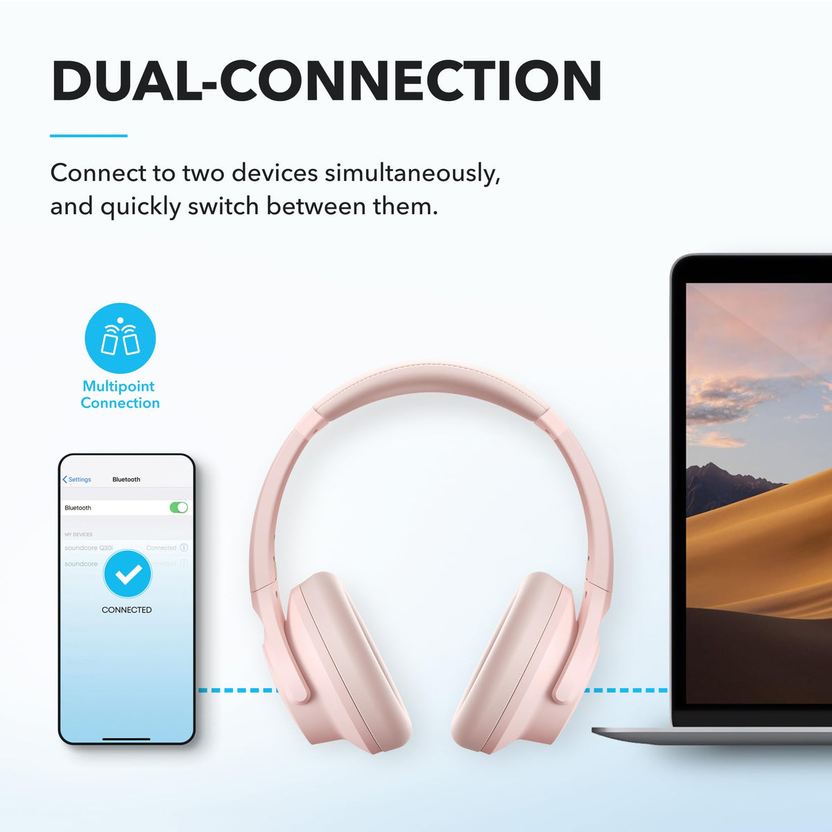 soundcore by Anker Q20i Hybrid Active Noise Cancelling Headphones, Black