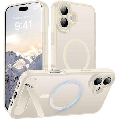 Magnetic Compatible with iPhone 16 Case, [Built-in Kickstand][Full Camera Protection][Compatible with MagSafe][Anti-Fingerprint] Shockproof Phone Case for iPhone 16 6.1",Brown