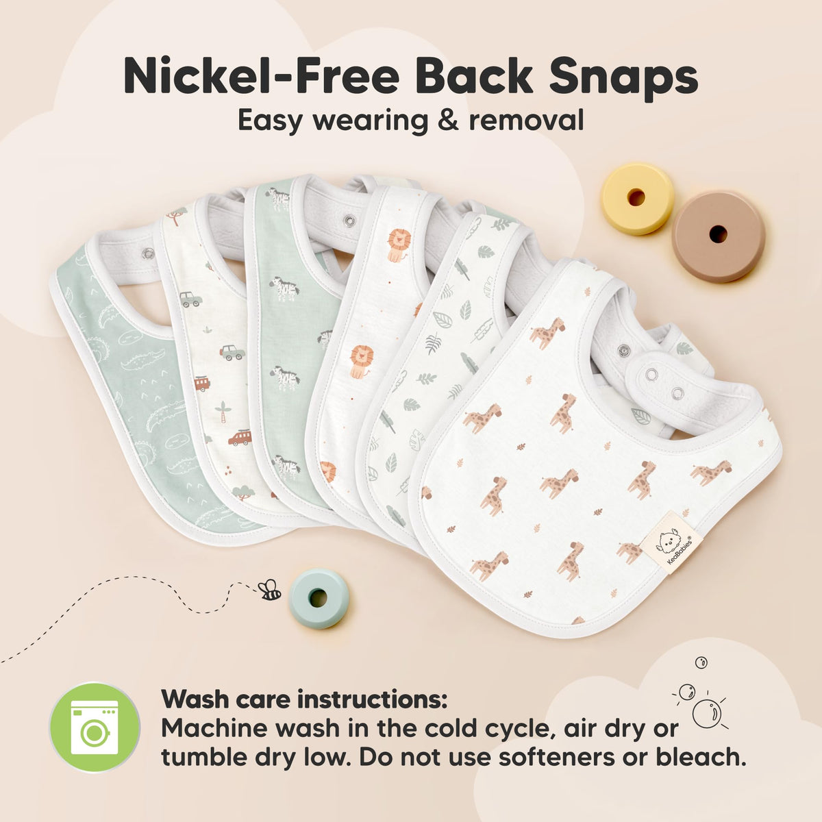 KeaBabies 8-Pack Organic Baby Bibs for Drooling and Teething (Sweet Charm)