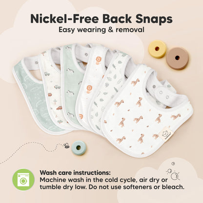KeaBabies 8-Pack Organic Baby Bibs for Drooling and Teething (Sweet Charm)