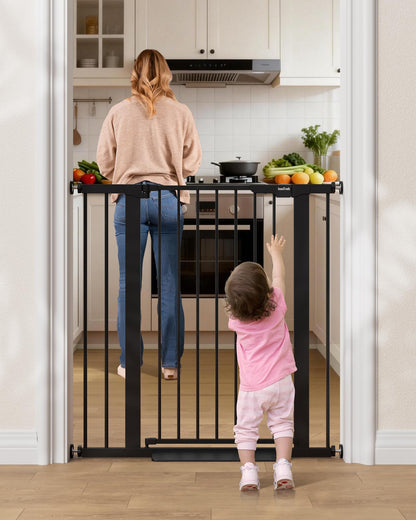 InnoTruth 27-36.6 in Wide Baby Gate for Stairs and Doorways, Black