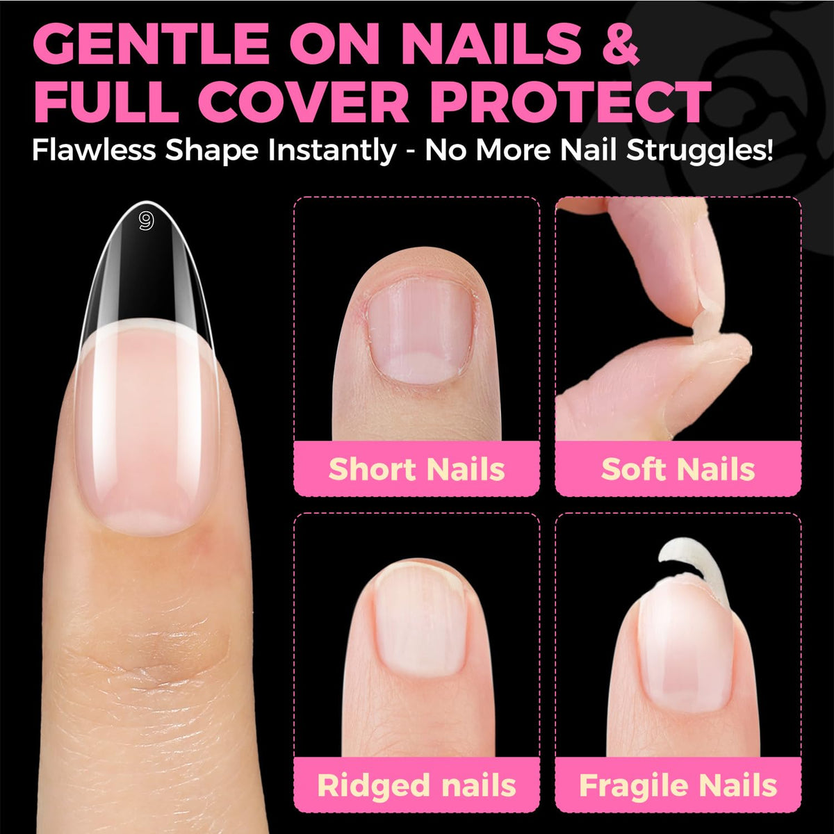 UNA GELLA Short Sharp Square Nail Tips 504pcs X-Soft Flat Square Nails