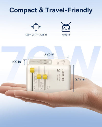 Baseus 70W Universal Travel Adapter, 6-in-1 International Plug Adapter