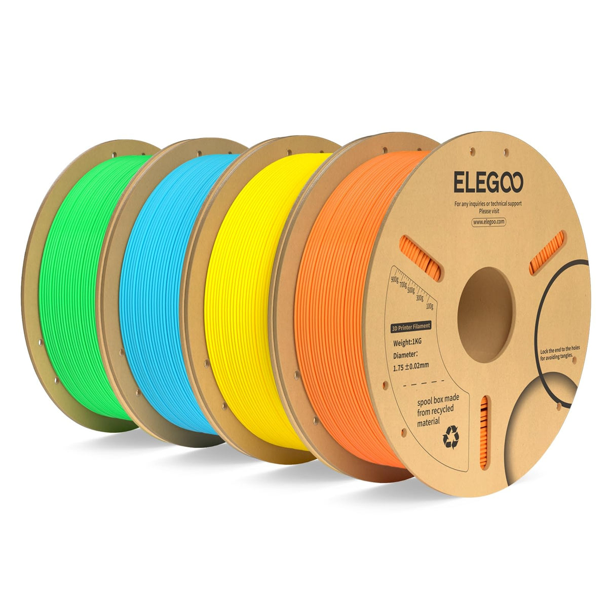 ELEGOO PLA Plus 3D Printer Filament 1.75mm White 2KG, Tougher & Stronger