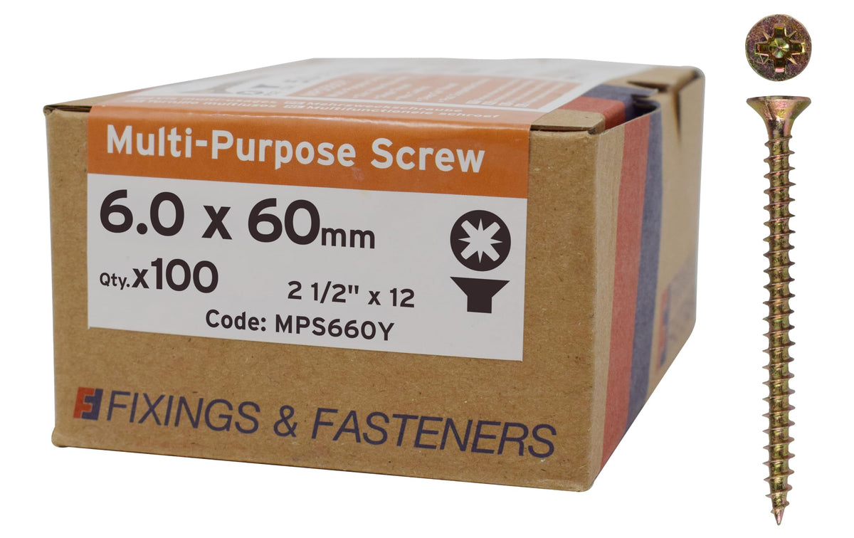 ForgeFix Multi-Purpose Single Thread Screws | 5.0 x 60mm | Zinc | Box 100