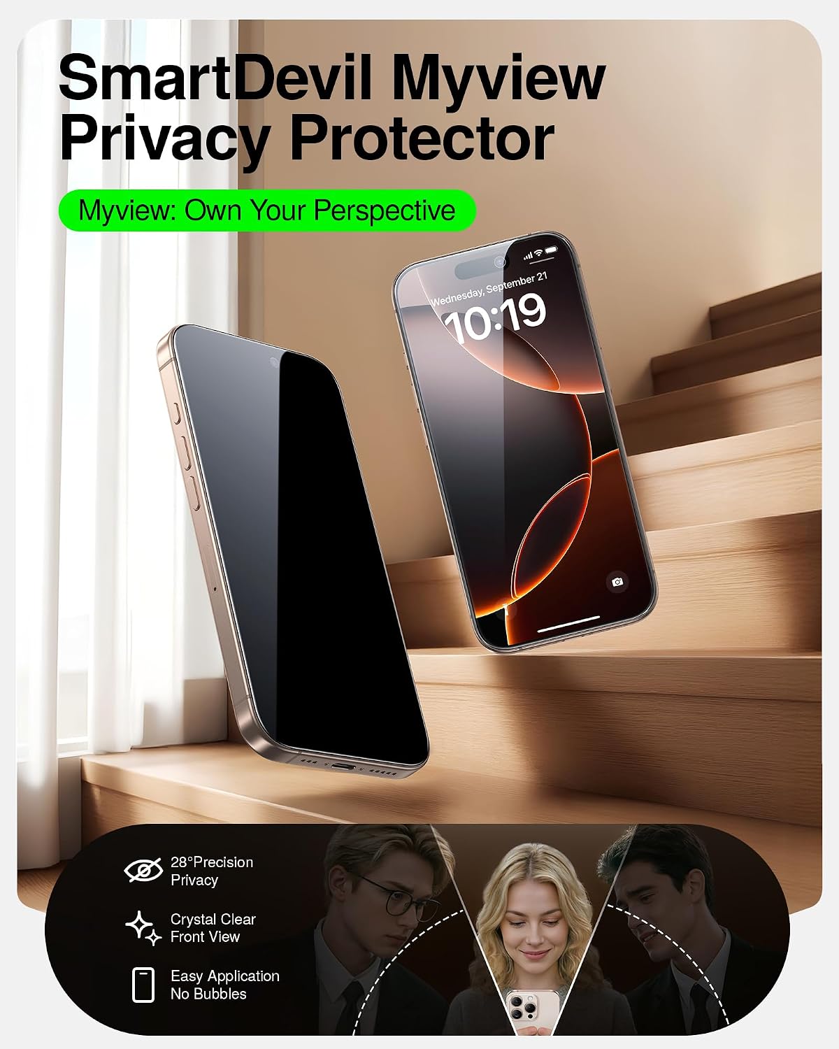 SMARTDEVIL 2 Pack Tempered Glass for iPhone 15 Pro Screen Protector