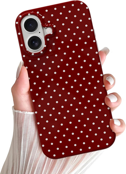 Yeddabox for iPhone 15 Case Cute Polka Dot Phone Case Soft TPU Slim Shockproof Phone Cover for Women Girls, Blue