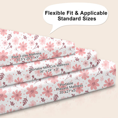 GUNTAIL Baby Crib Sheets for Boys Girls, 2 Pack Fitted Crib Sheet for Standard Crib and Toddler Mattress, Soft Microfiber Baby Sheet 52x28x8in. (Love & Pink)