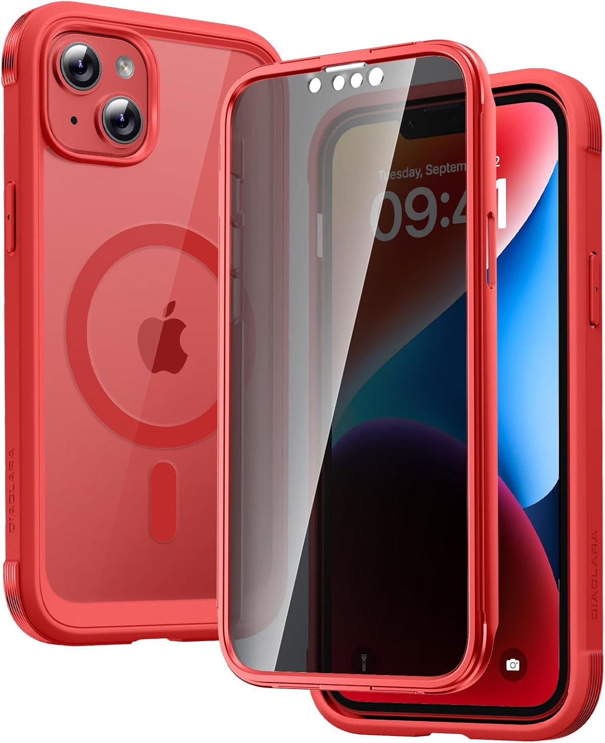 Diaclara Designed for iPhone 15 Plus Case 6.7 Inch, Full-Body Clear Bumper Cases w/Built-in Screen Protector, 360 Protective Rugged Case + Glass Camera Lens Protector,Mint Green