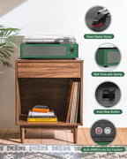 Seasonlife® Record Player for Vinyl Turntable with Speakers,Pale Purple