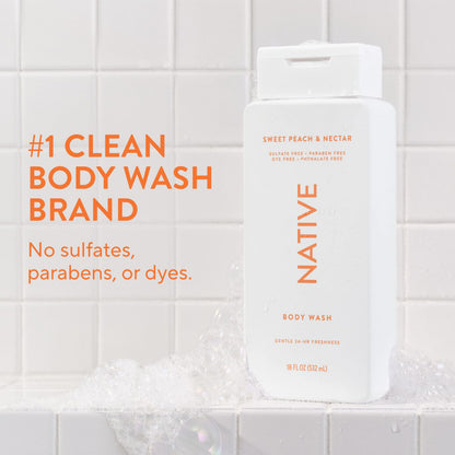 Native Clean Body Wash for Women & Men, Powder & Cotton Scent, 18 fl oz