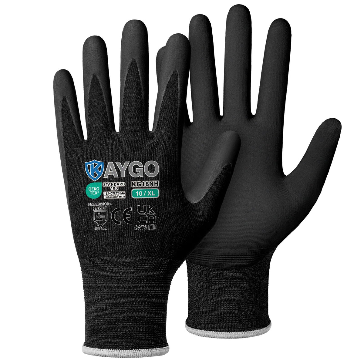 KAYGO Safety Work Gloves MicroFoam Nitrile Coated 12 Pairs, KG18NH