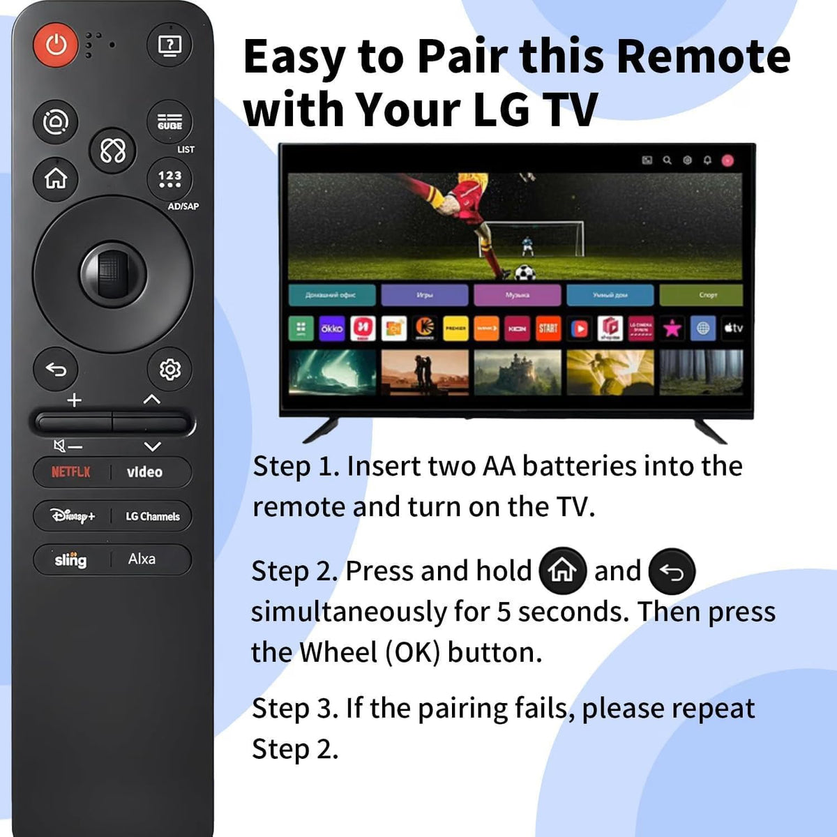 Rechargeable TV Remote for Samsung Smart TVs. Replacement Voice Remote.