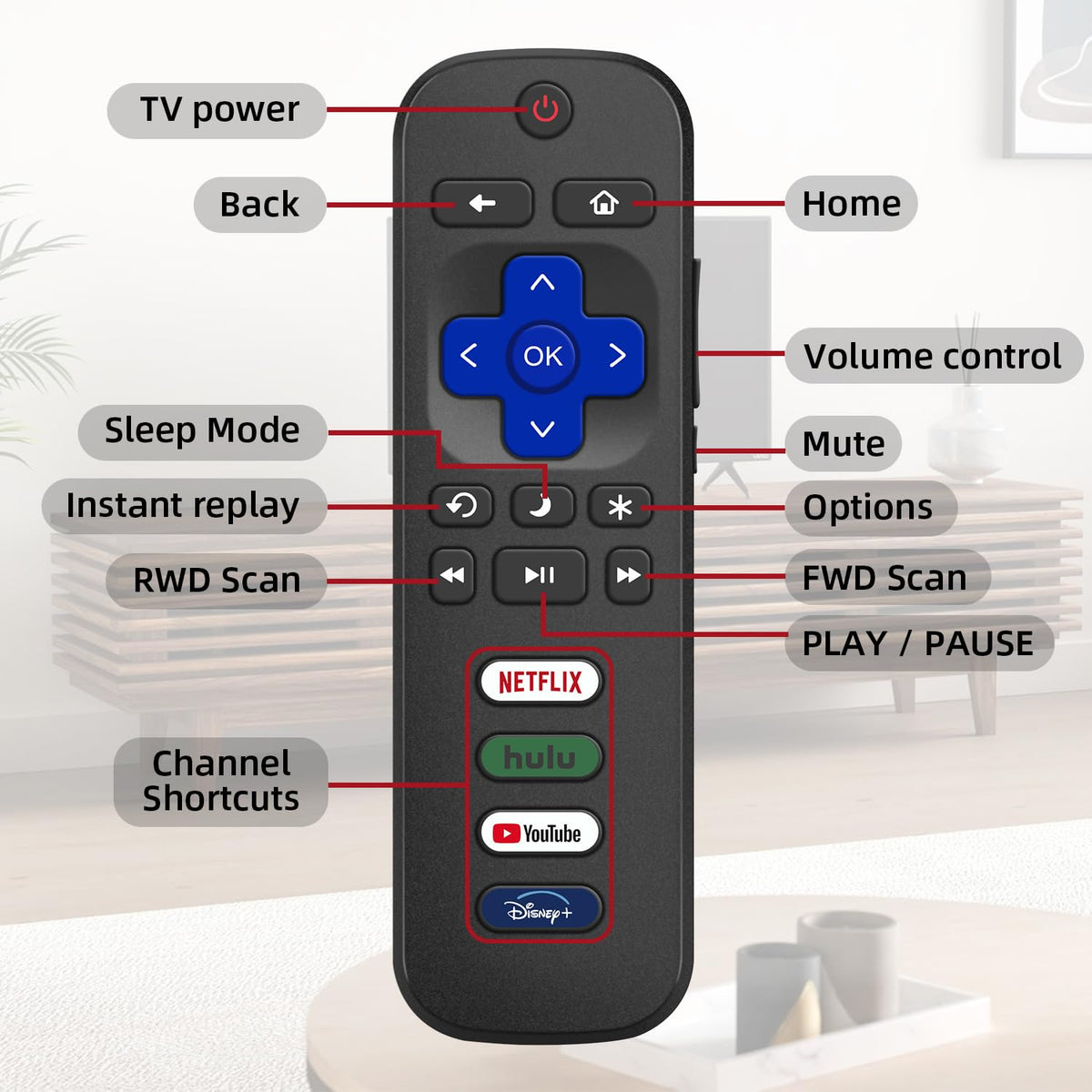 Rechargeable TV Remote for Samsung Smart TVs. Replacement Voice Remote.