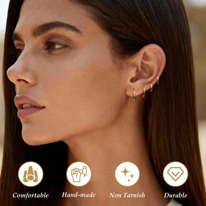 1Pair 316L Surgical Steel Opal Small Hoop Earrings for Women Hypoallergenic Medical Grade Lightweight For Cartilage Helix Daith Tragus Lobe Piercing Jewelry