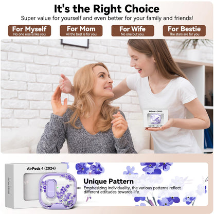 for AirPods Pro 2nd/1st Case (2023-2019)-Purple Bell Flower