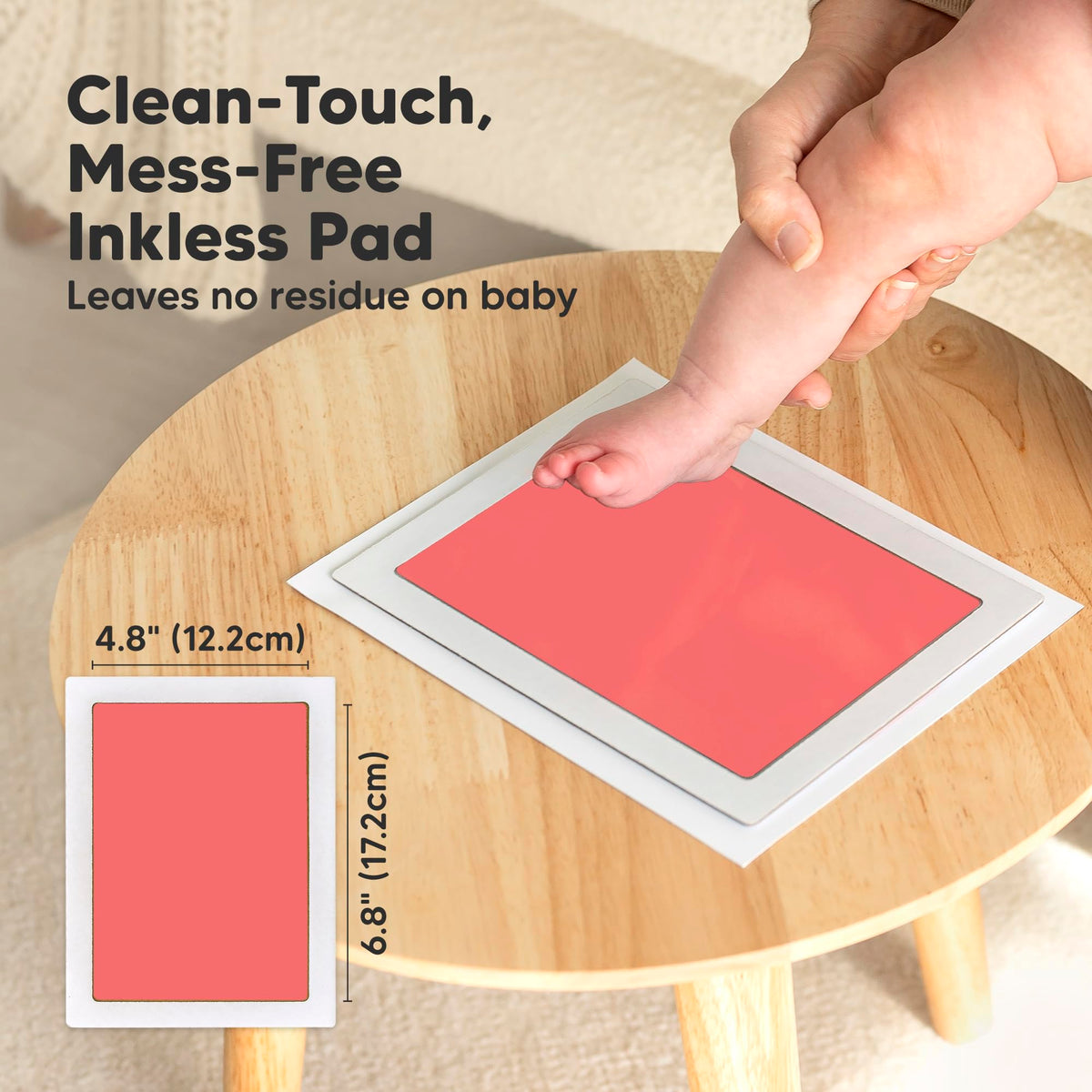 4pk Inkless Baby Hand and Footprint Kit, Mess Free Ink Pads (Jet Black, R)
