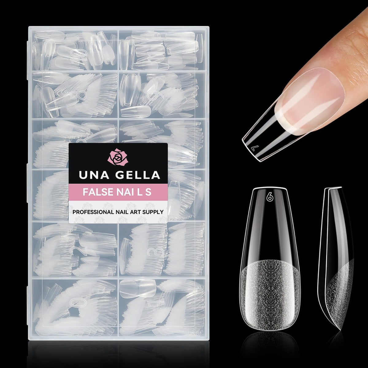 UNA GELLA Short Sharp Square Nail Tips 504pcs X-Soft Flat Square Nails