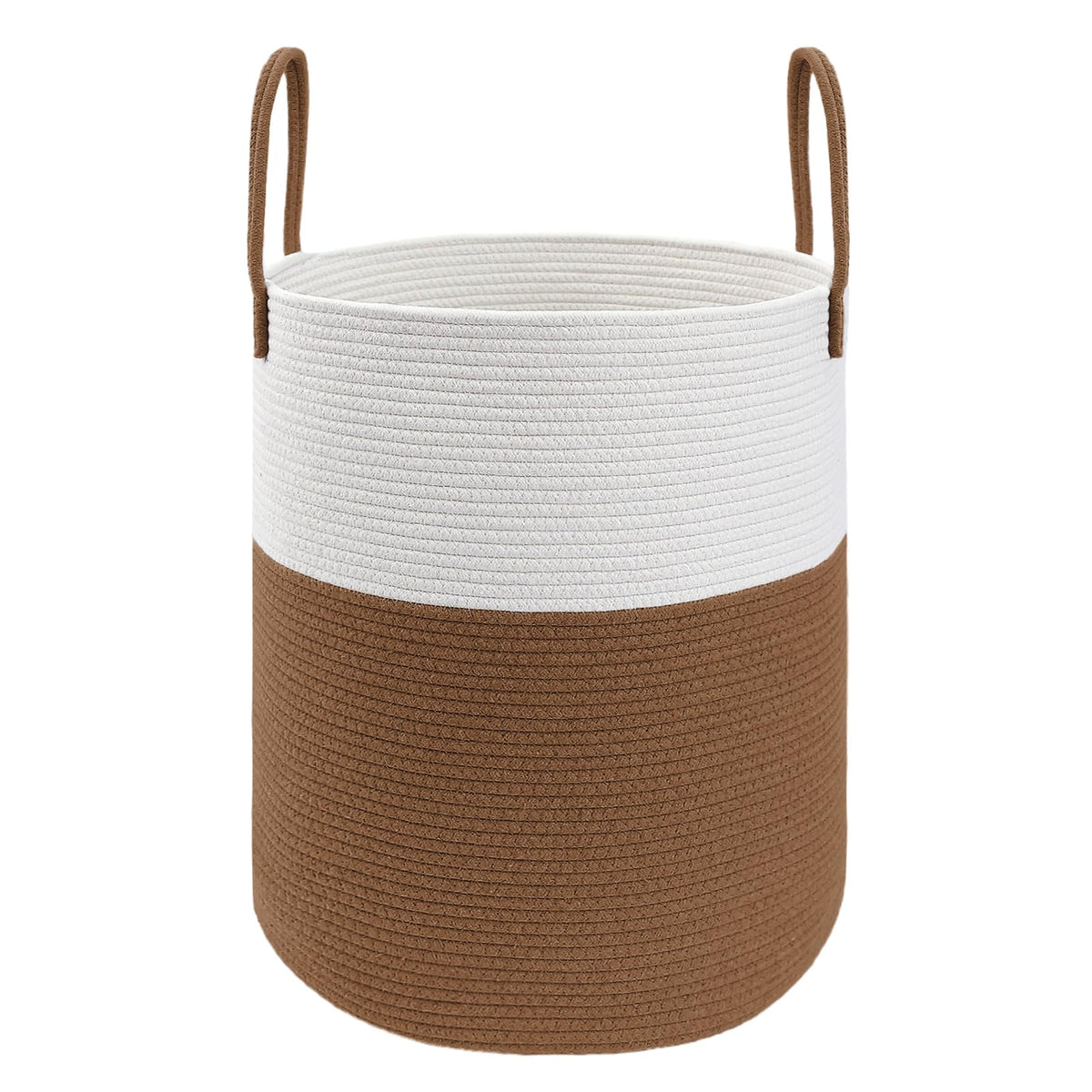 JMvicyroam 80L Nursery Hamper, Cotton Rope Laundry Basket, Brown&Black