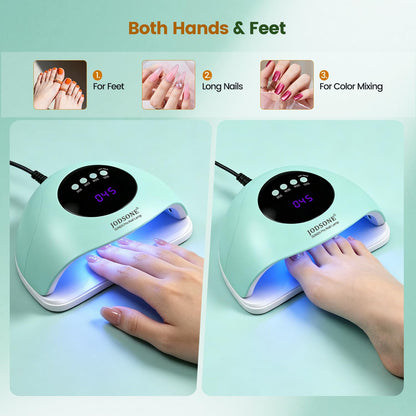 JODSONE Gel Nail Kit,210Pcs BS-74 Short Almond Nail Tips with U V Light