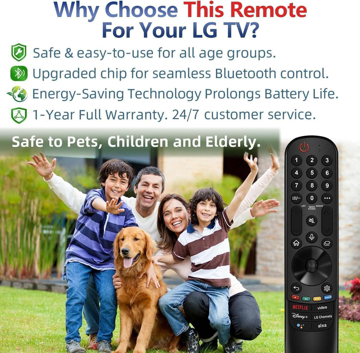 Replacement for LG TV Remote, for All 2019-2025 LG Remote Control for Smart TV with Voice and Pointer Function, for LG Magic Remote. 1-Year Warranty.