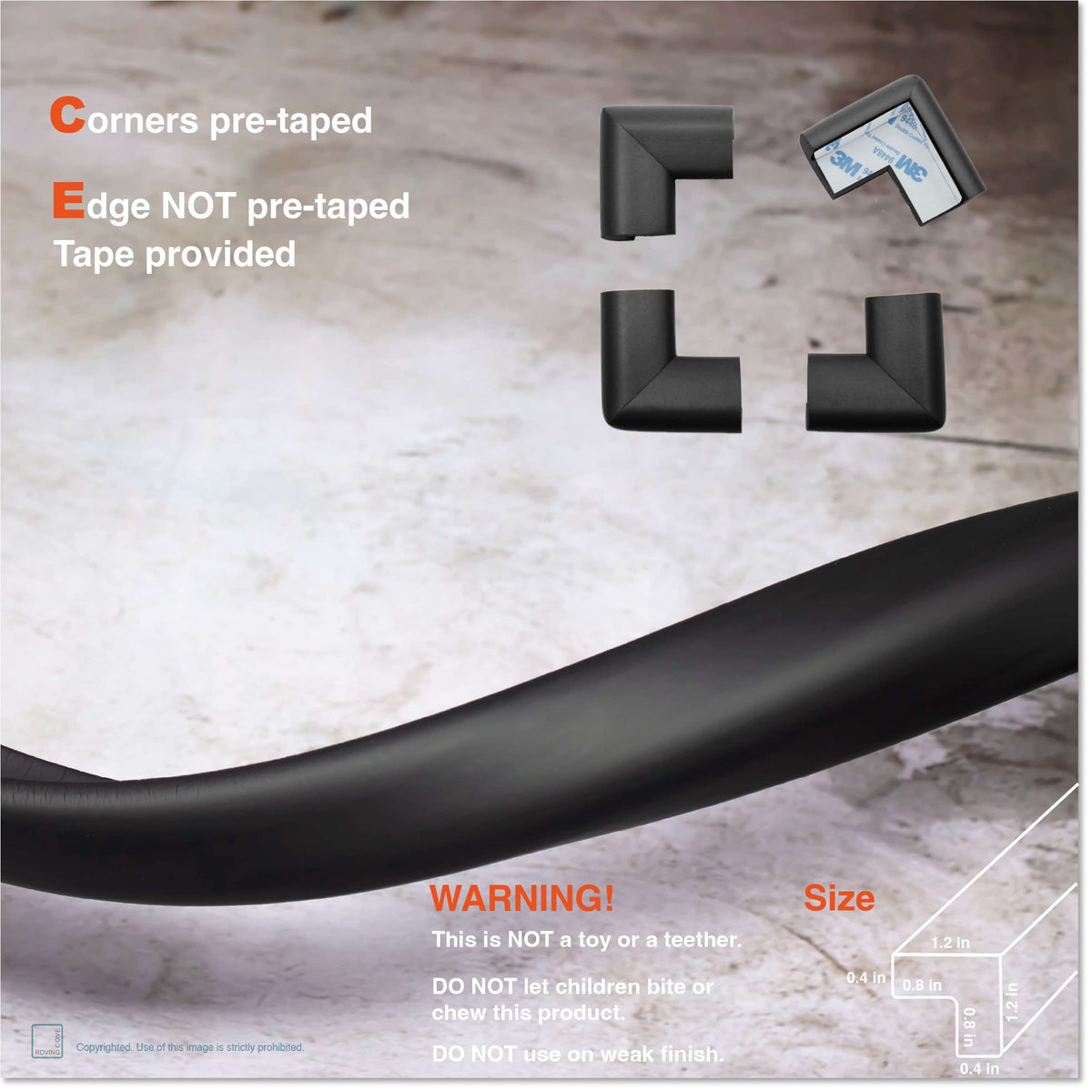 Roving Cove Baby Proof Corner Edge Protector, Small 15ft Edge 4 Corners