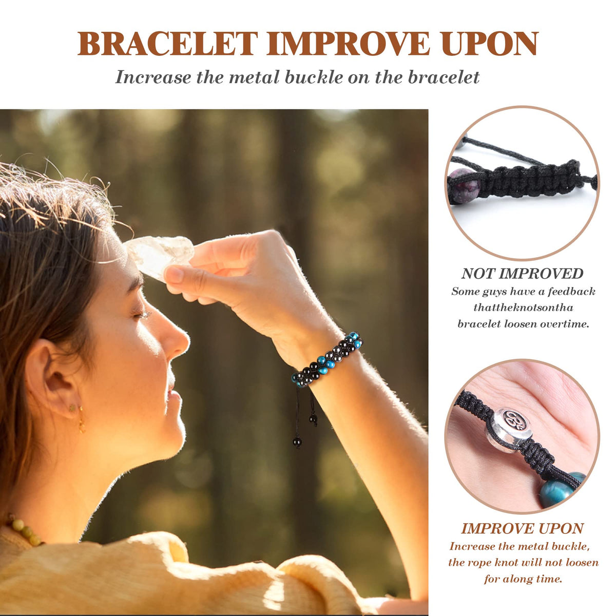 Triple Protection Bracelet - for Protect & Balance - Energy Crystal Handmade Bracelets for Men Women