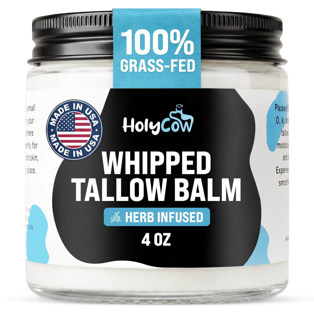 HolyCow Grass Fed Beef Tallow For Skin with Jojoba Oil, 2 Ounce - Unscented