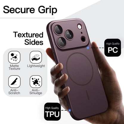 JETech Magnetic Slim Case for iPhone 18 Pro, Dark Cherry