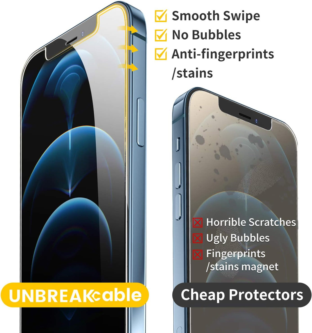 UNBREAKcable 3-Pack Screen Protector for iPhone SE 2022/SE 2020, iPhone 8/7
