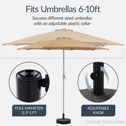 Best Choice Products Fillable Umbrella Base Stand Round Sunburst Plastic Patio Umbrella Base Stand, Pole Holder for Outdoor, Lawn w/ 55lbs Weight Capacity, Adjustment Knob