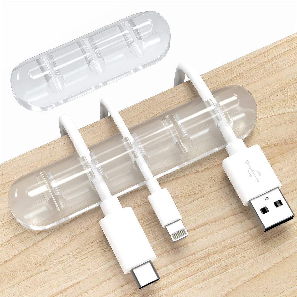 Cord Organizer for Desk, White Cable Organizer Cable Clips 2 Pack
