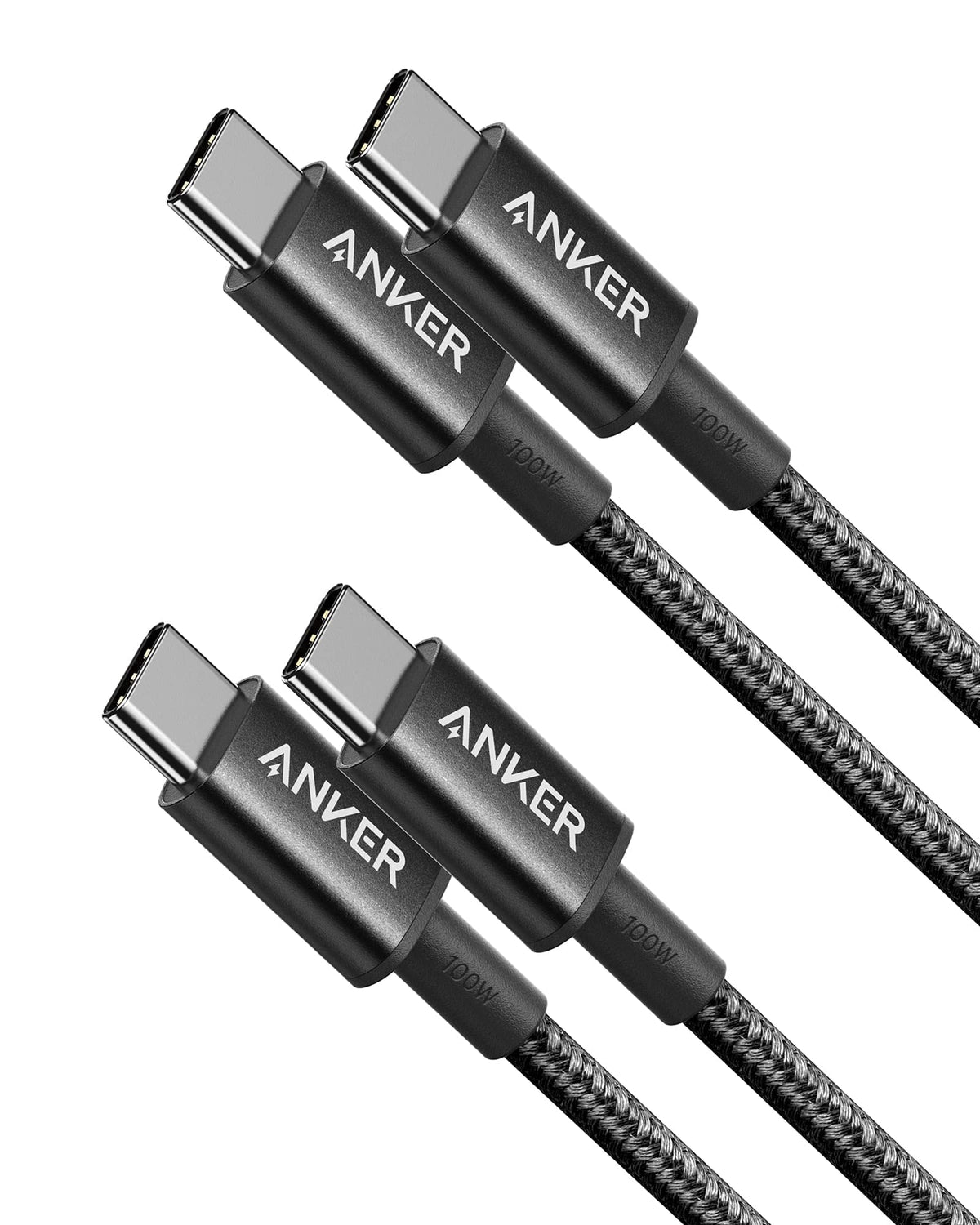 Anker USB C to USB C Cable, 100W Fast Charging Cable (2-Pack, 6 ft, Black)