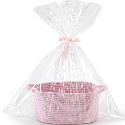 Happyiren Brown Woven Cotton Rope Storage Basket with Lace Trim