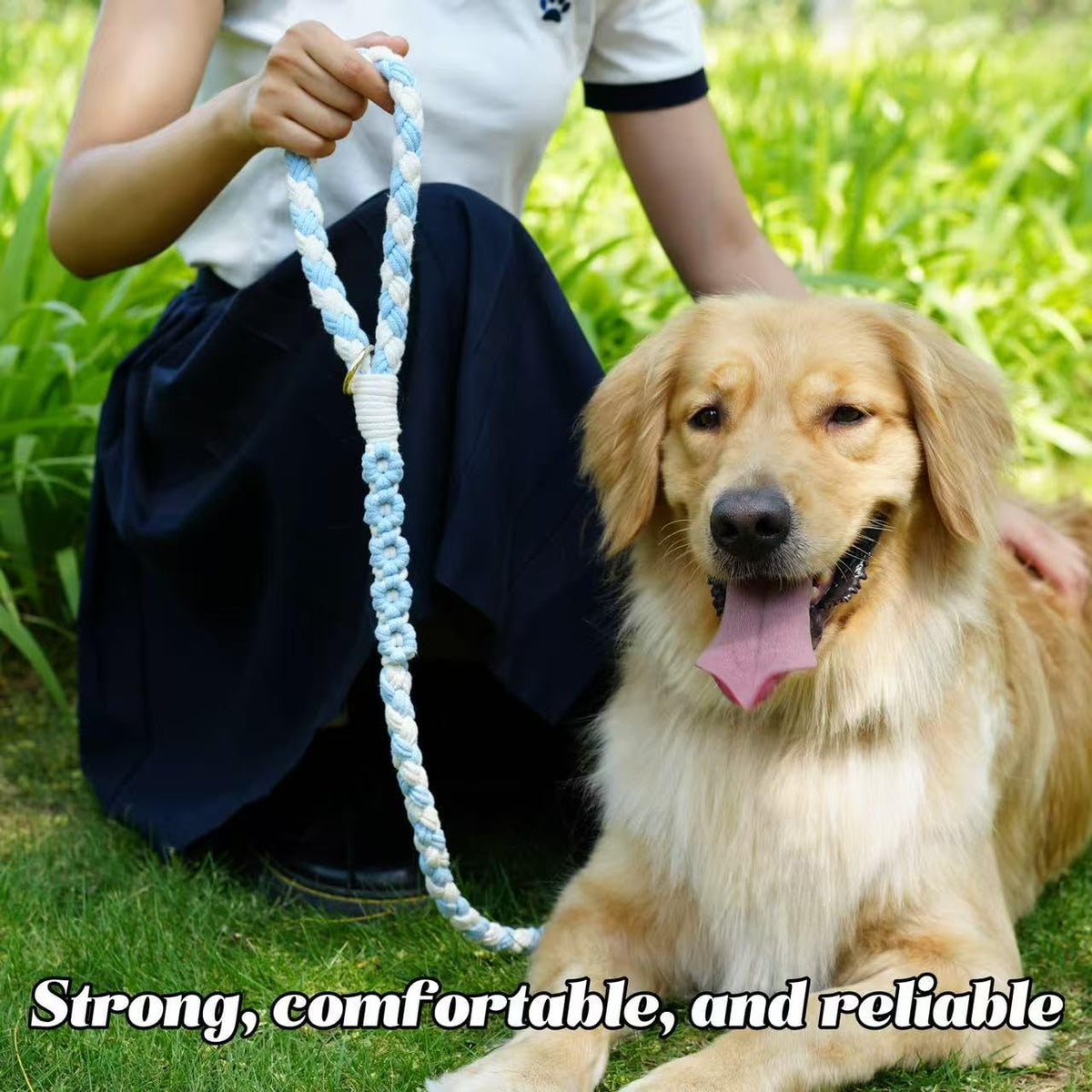 5FT Braided Cotton Rope Leash for Small, Medium and Large Dogs, Red & White Twist
