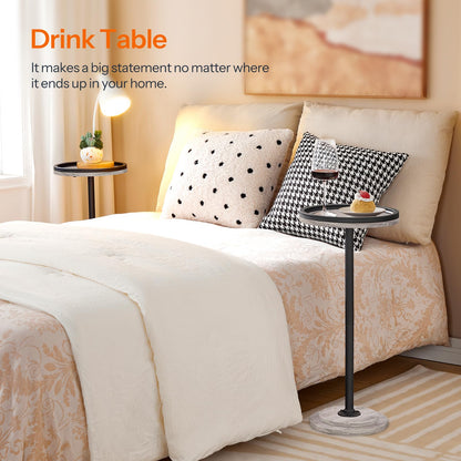 HOOBRO Small Round Side Table, Drink Table, Coffee Martini Table with Pedestal Accent for Small Spaces in Living Room, Bedroom, Sofa Couch, Rustic Brown BF168BZ01