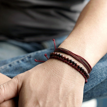 Mezcla Vida Handmade Natural Stone Beaded Healing Bracelet Gift for Men Adjustable Rope String Bracelet