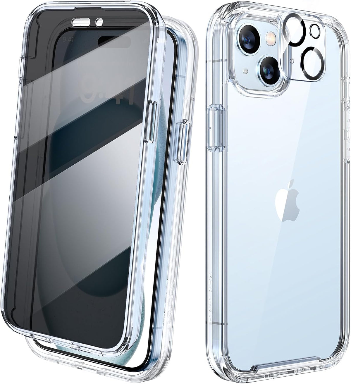Diaclara Designed for iPhone 15 Plus Case 6.7 Inch, Full-Body Clear Bumper Cases w/Built-in Screen Protector, 360 Protective Rugged Case + Glass Camera Lens Protector,Mint Green