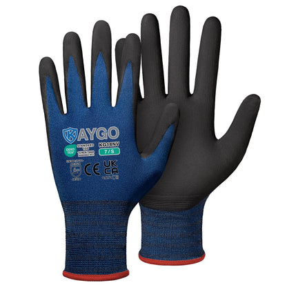 KAYGO Safety Work Gloves MicroFoam Nitrile Coated 12 Pairs, KG18NH