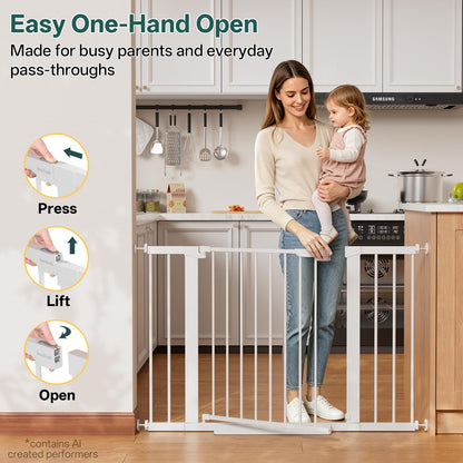 InnoTruth 27-36.6 in Wide Baby Gate for Stairs and Doorways, Black