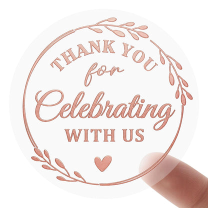 Thank You Stickers, 100 PCS Black Wedding Stickers with Gold Foil